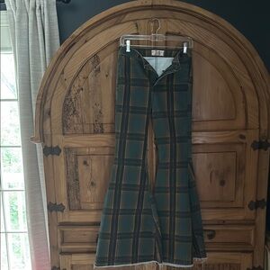 We The Free Green and Brown Flare Wide Leg Jeans